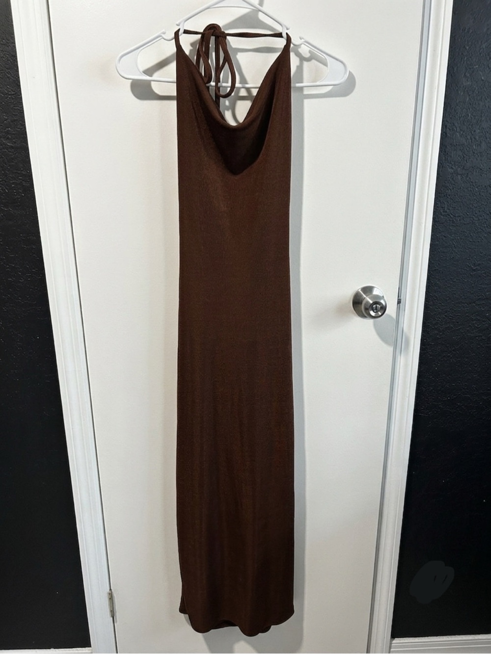 PrettyLittleThing Chocolate Brown Halter Maxi Dress